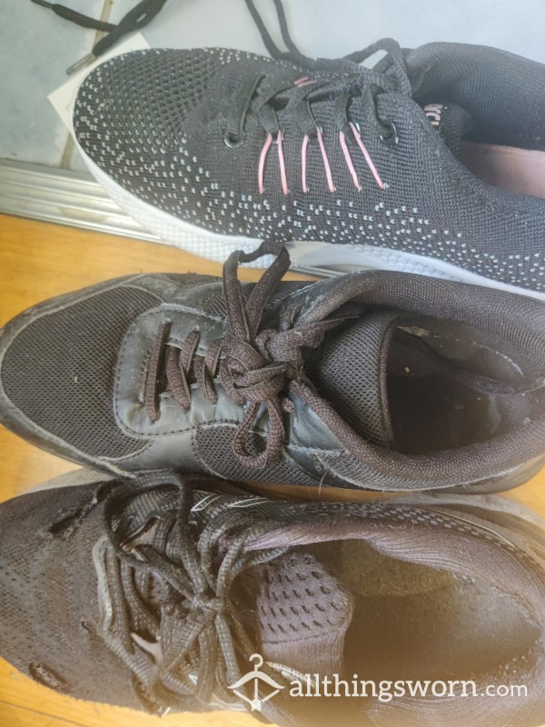 Well Worn Gym Sneakers - Torn And Sweaty