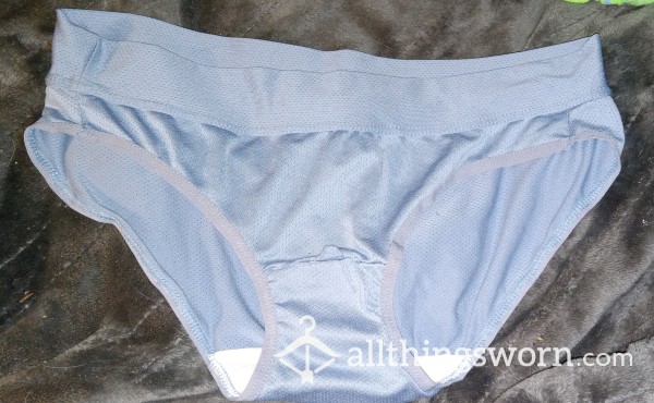 Well-worn Hanes X-Temp Panties, Light Blue, Size 5 (small)