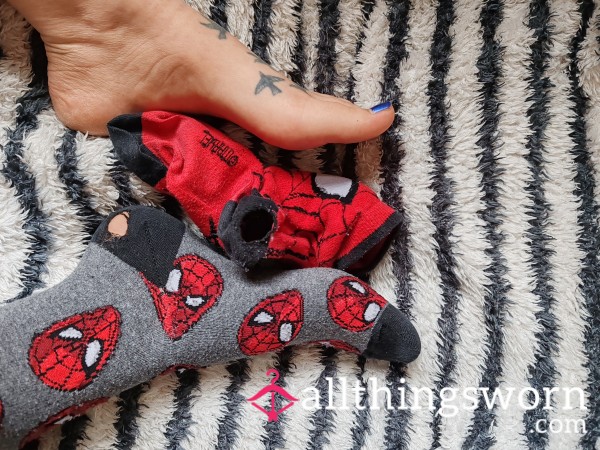 Well Worn Holey Spiderman Socks