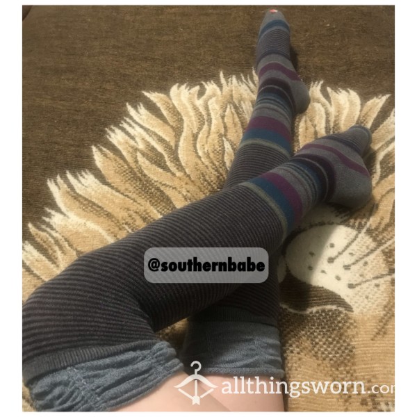 *Well Worn & Holy 🙏🏼* Funky Over The Knee Socks - 3 Days Worn When Ordered