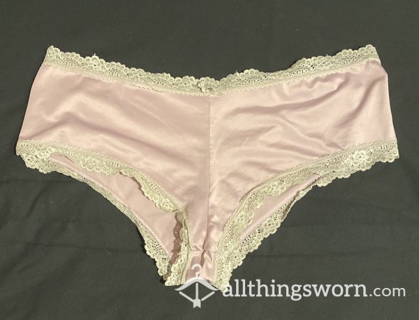 Well Worn Lace Trimmed Cheeky Panties Waiting For Your Permission To Customize.