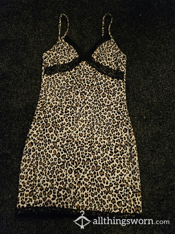 Well Worn Leopard Print Night Dress Size S
