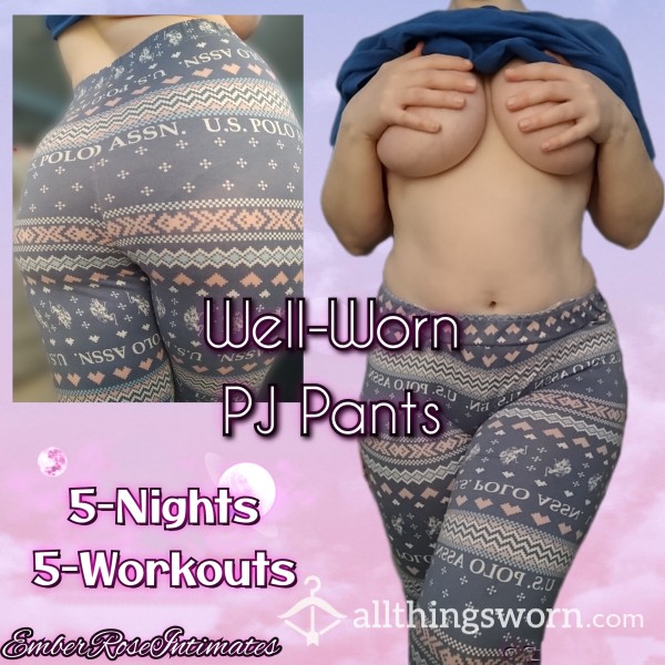 Well-Worn Light Blue PJ Pants W/ Hearts