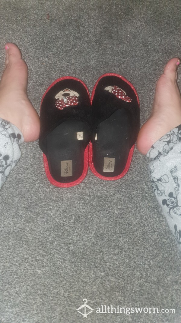 Well Worn Minnie Mouse Slippers