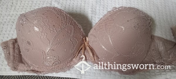 Well-worn Nude Padded, Strapless Push-up Bra, Size 34A