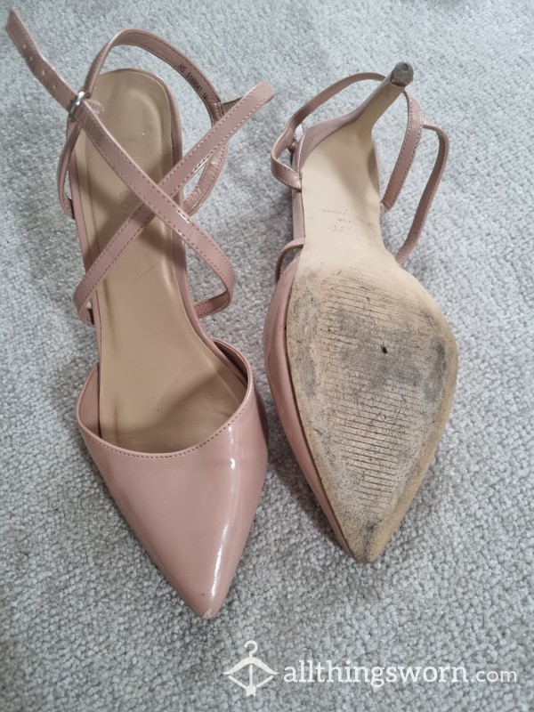 Well Worn Nude Patent Pointed Heels