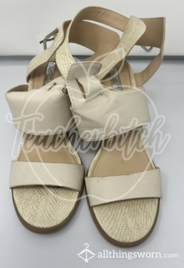Well Worn, Off-White Block Heels | Miss Selfridges Brand | US Size 8