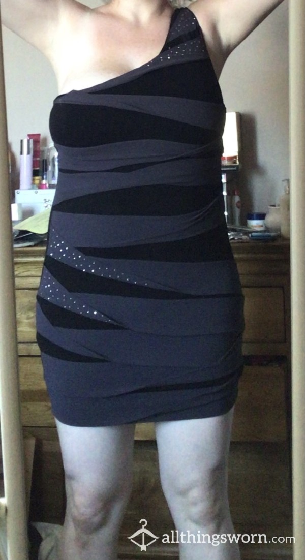 Well Worn, On Many A Messy Night Out, One Shoulder Figure Hugging Lipsy Dress - Size 12! Worn For As Long As You’d Like Before Sending & Various Pictures Along The Way Including Up Skirt & Do