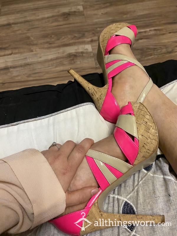 Well-worn Pink And Tan High Heels