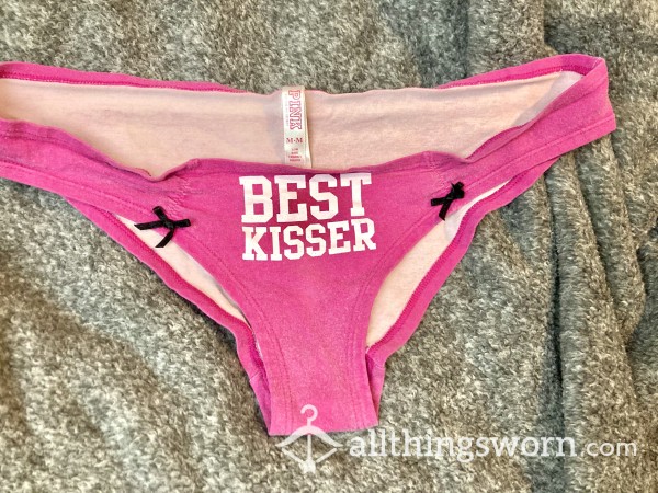 Well-worn Pink BEST KISSER Bikini Panties