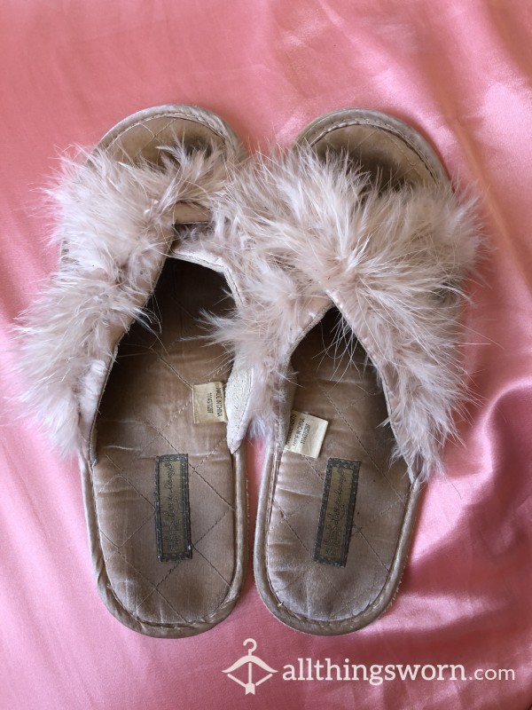 Well Worn Pink Fluffy Slippers