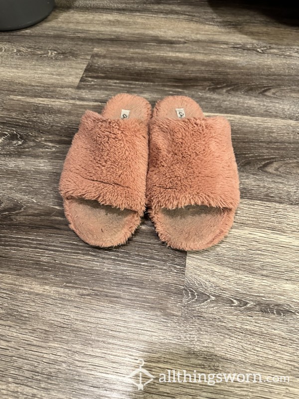 Well-Worn Pink Fluffy Slippers