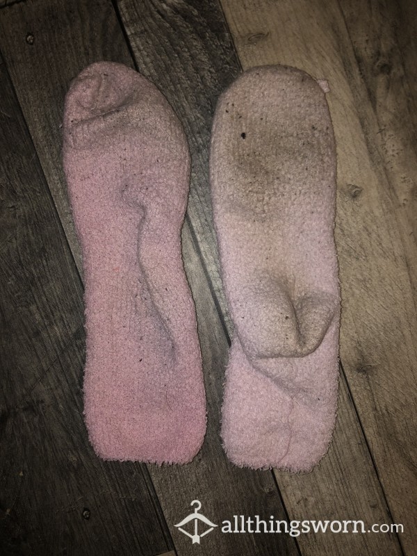 Well Worn Pink Fluffy Socks
