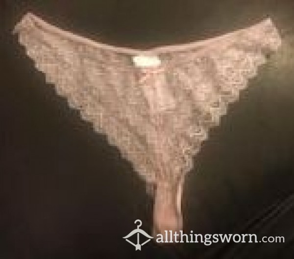Well Worn Pink Lacey Thongs, Size 10/12, Can Be Worn For As Long As You Want, Price Includes UK Inland Postage