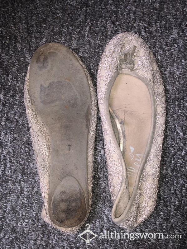 Well Worn Pink Lacy Ballet Flats