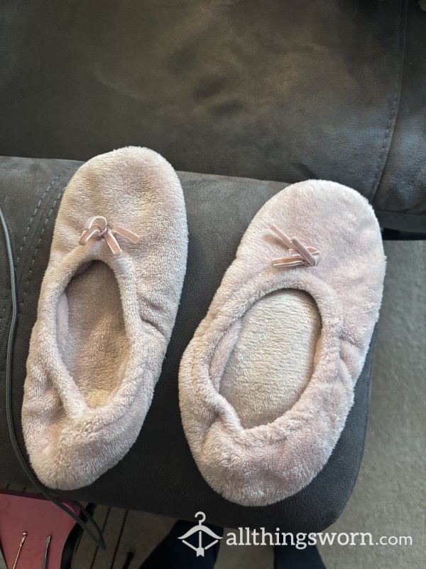 Well Worn Pink Slippers - Size: M/L