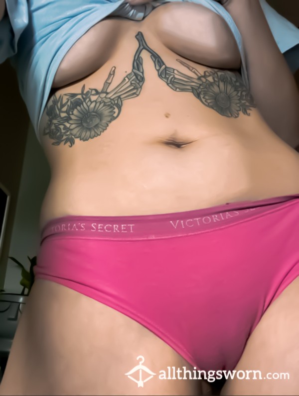 Well-worn Pink VS Cotton Panties. Can Wear For 3 Days Or More Upon Request.