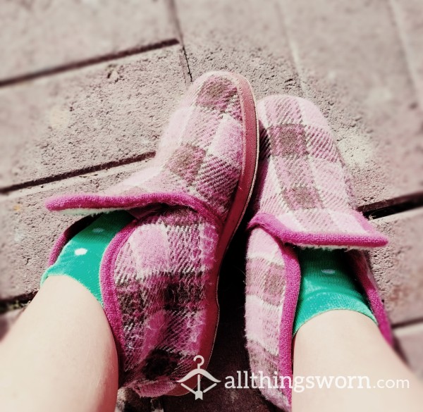 Well Worn Pink&Dirty Morning "Slippers"+get Pair Of 24h Worn Anckle Socks For FREE | WW Shipping