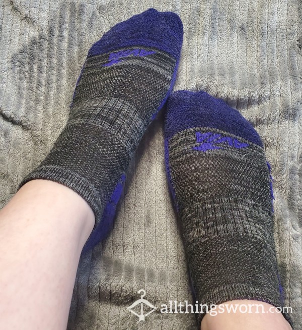 Well Worn Purple And Grey Ankle Socks