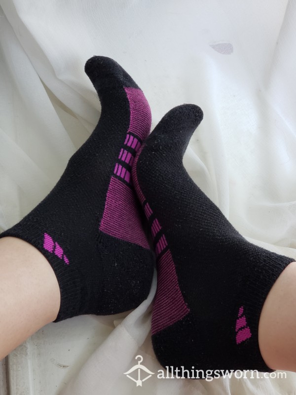 Well-Worn Purple & Black Adidas Socks