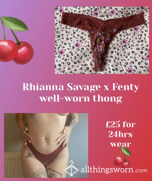 Well-worn (pussy Dyed) Rhianna Savage X Fenty Autumn Leaves Cotton Thong🍂🔥