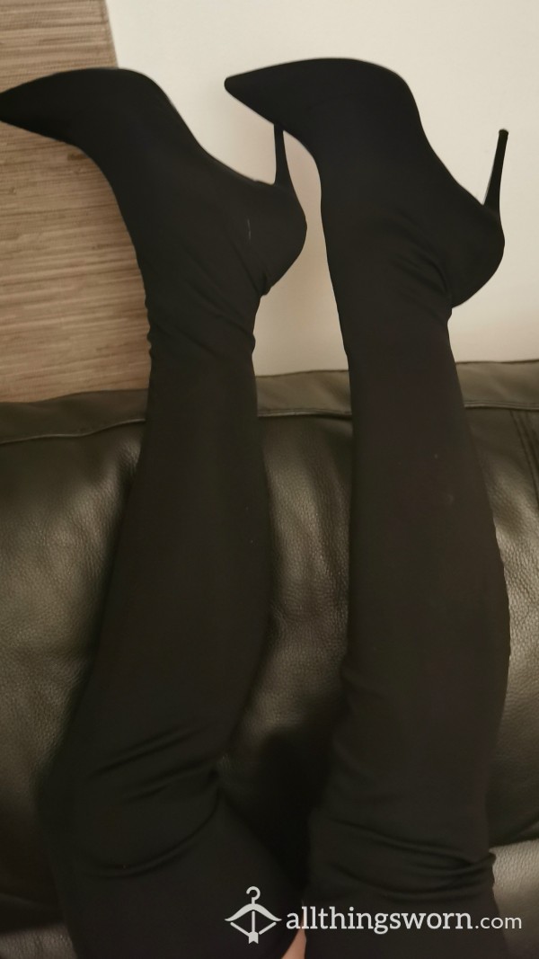 Well Worn Really Hot And Sexy Stretch Legs Size 7. Thigh High Black Boots 💯🔥🔥£45💋💋