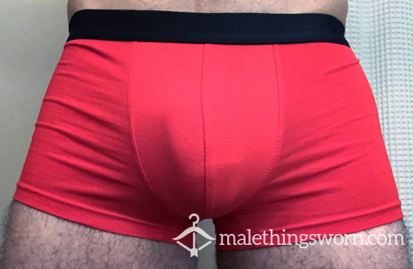 Unbranded Men's Red Boxer Brief Trunks | Size M | 2 Years Old & Well-worn | Masculine | Great For Workouts & Exercise