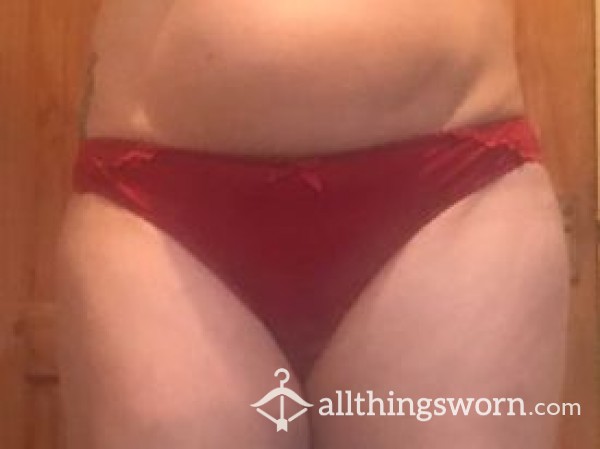 Well Worn Red Lacey Panties, Size 10, Price Includes UK Inland Postage