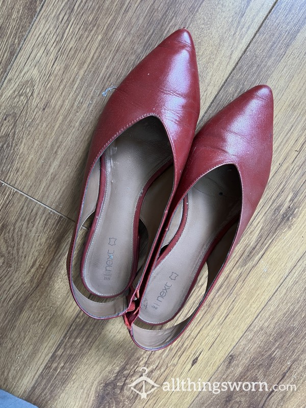 Well Worn Red Slingback Shoes