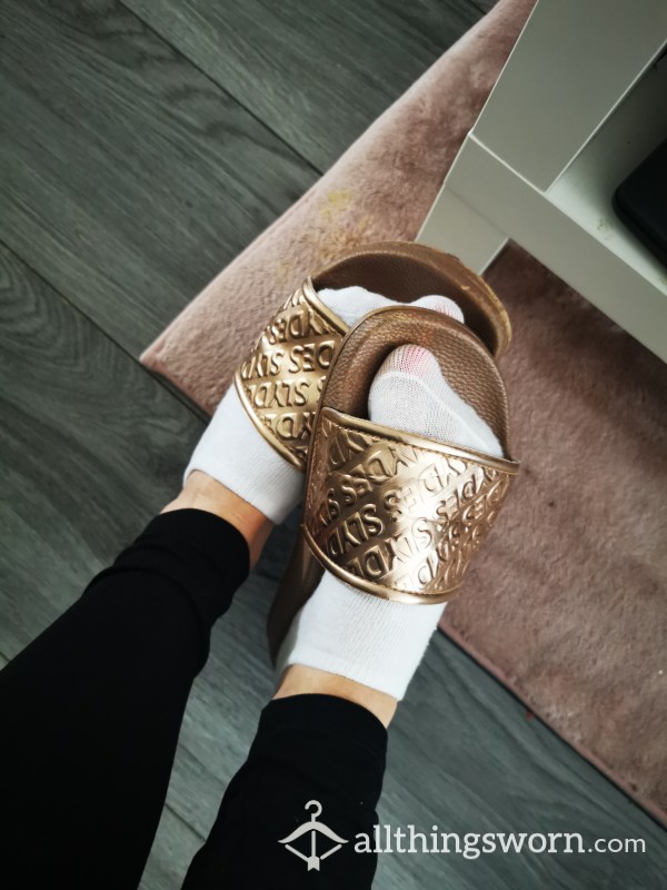 Well Worn Rose Gold Sliders Im Wearing Today