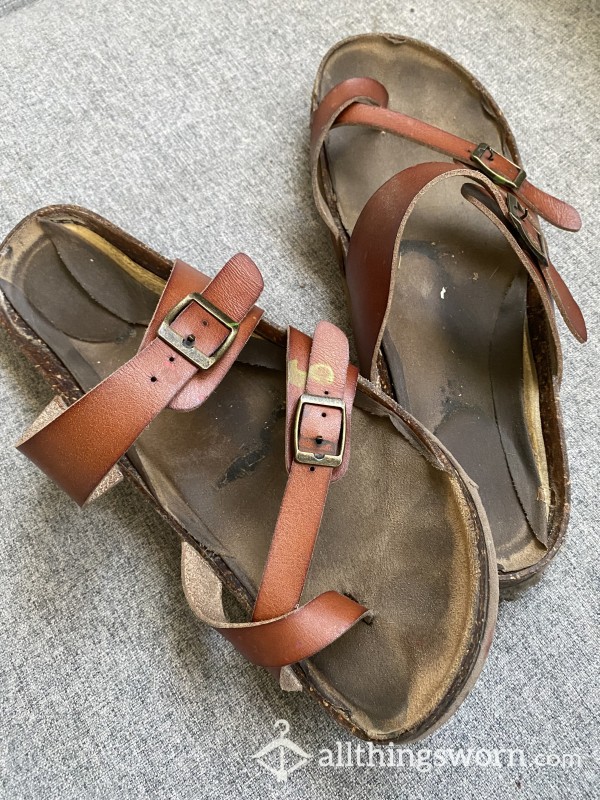 Well-Worn Sandals- Dark Imprints From Heavy Sweaty Wear