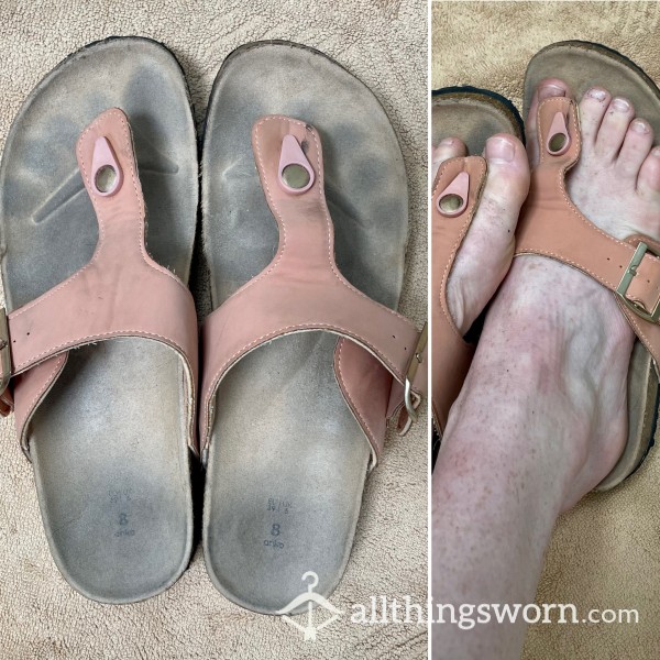 Well Worn Sandals With Rich Smell And Toe Prints