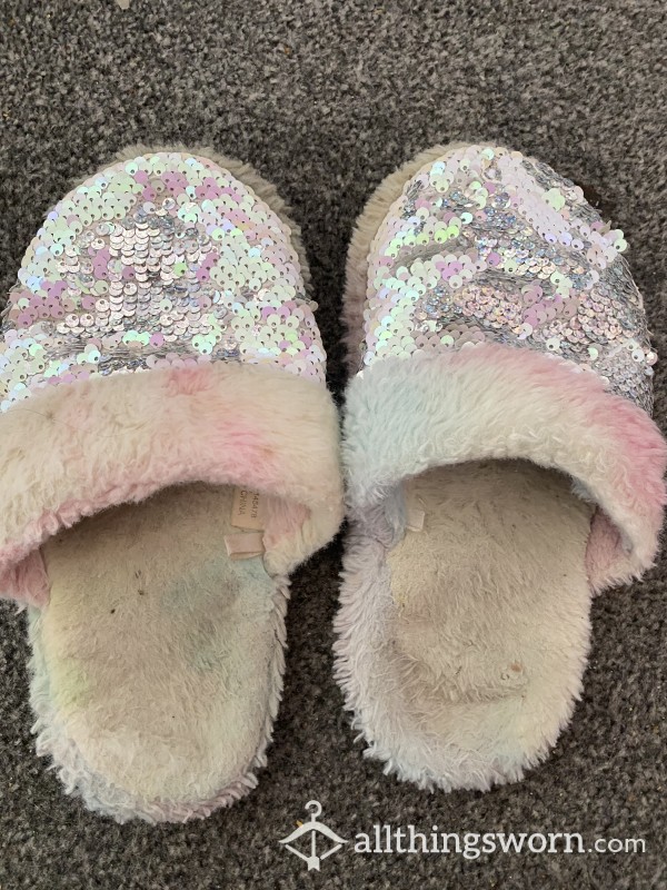 Well Worn Sequin Slippers