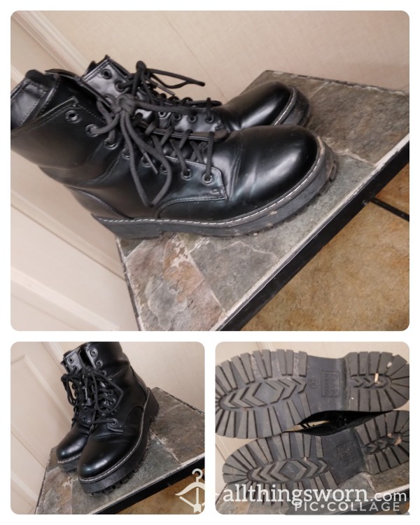 🥾Well-Worn 1.5 Year Old Black Leather, Platform, Combat Boots & Work Boots🥾