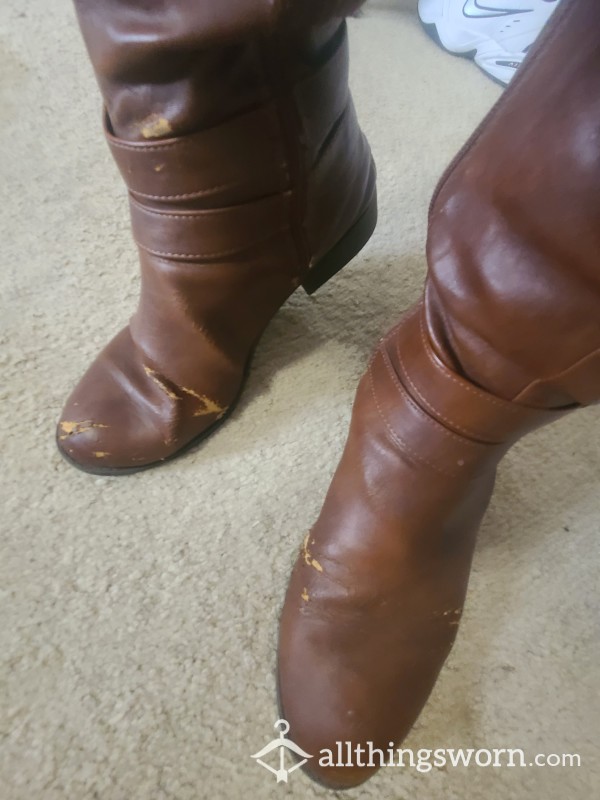 Well-worn Size 13W Knee High Boots