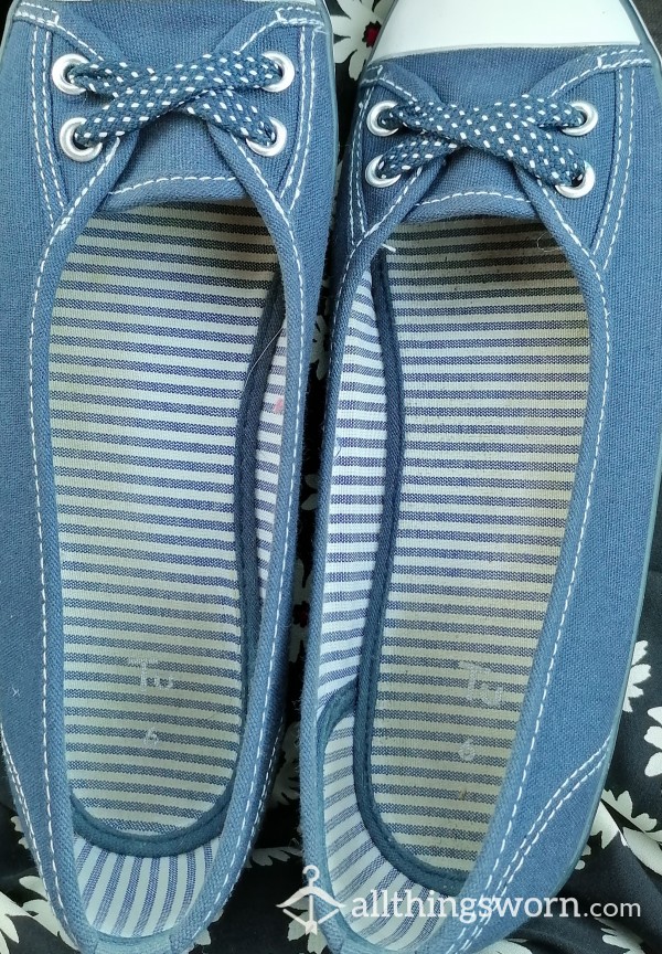 👟Well Worn Smelly Blue Slip Ons photo