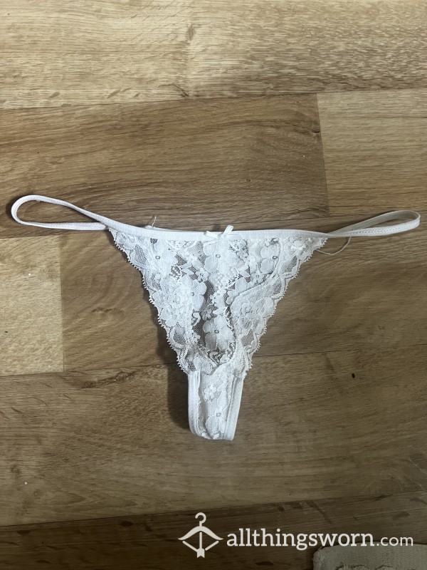 Well Worn Stained White Thong