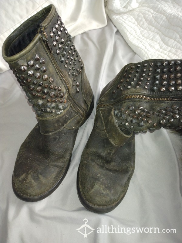 Well Worn Studded Leather Booties
