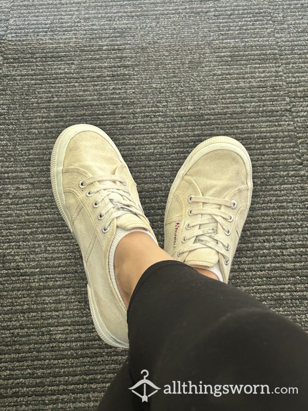 Well Worn Superga White Canvas Shoes