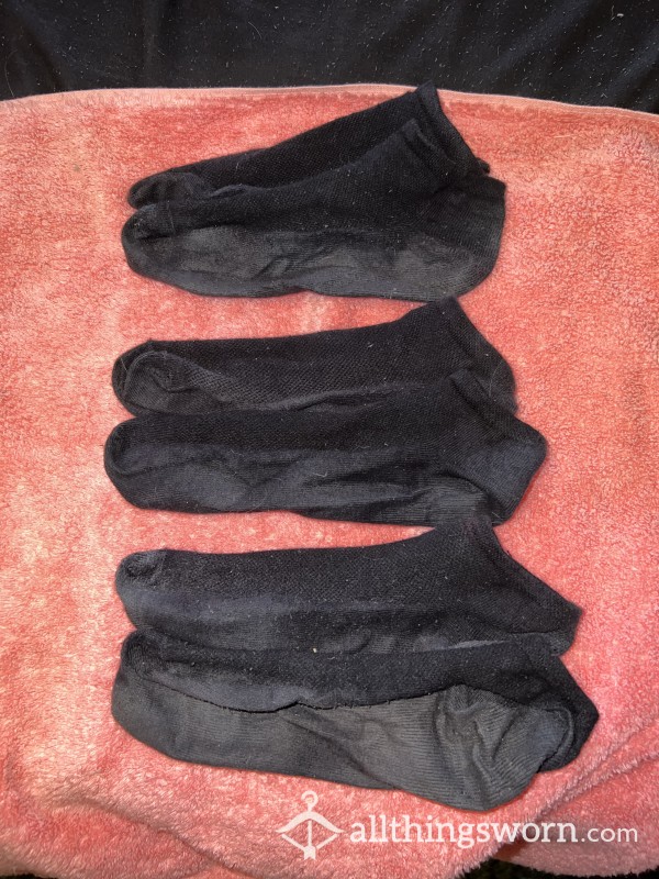 Well-worn Sweaty Black Gym Socks £12 Each. Taking Wear Requests