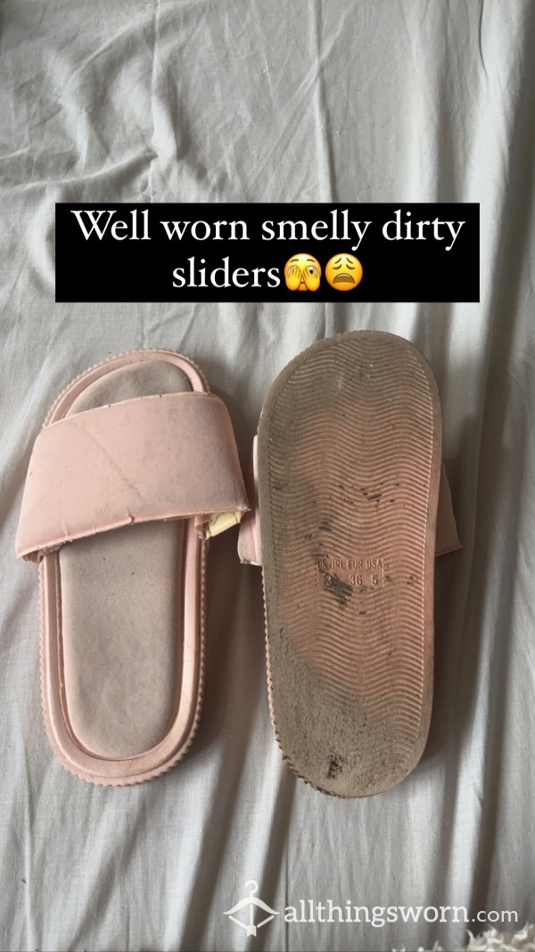 Well Worn Sweaty Pink Sliders
