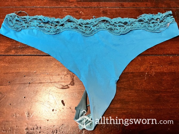 Well-Worn Teal Silky Thong