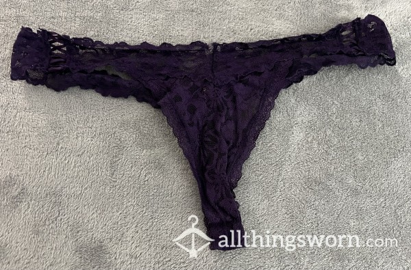 Well-Worn Purple Lace Thong