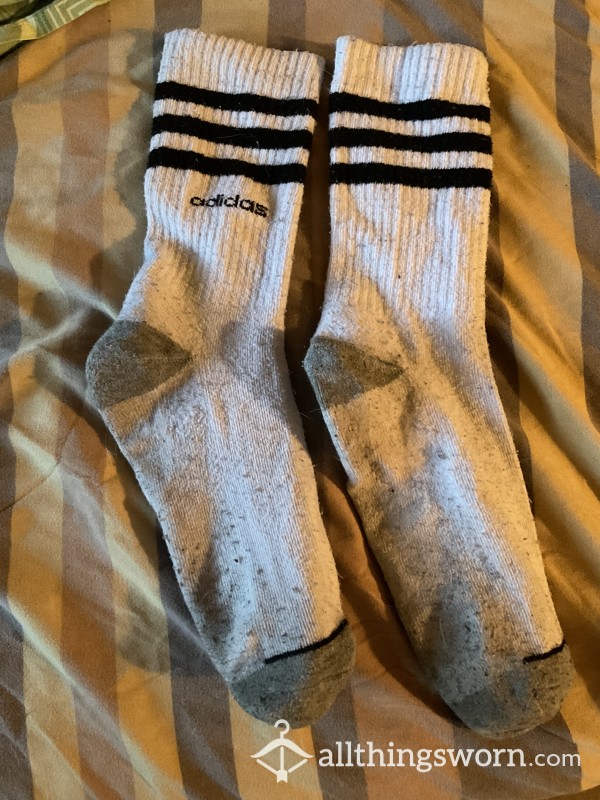Well-worn White Adidas Crew Socks