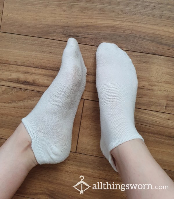 Well Worn White Ankle Socks, Worn 24 Hours