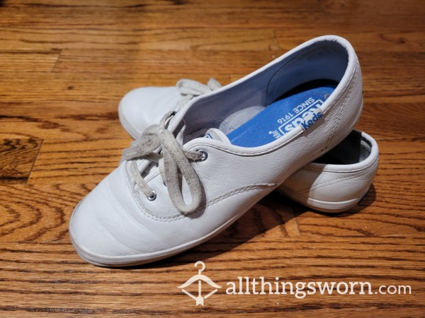 Well-worn White Leather Keds