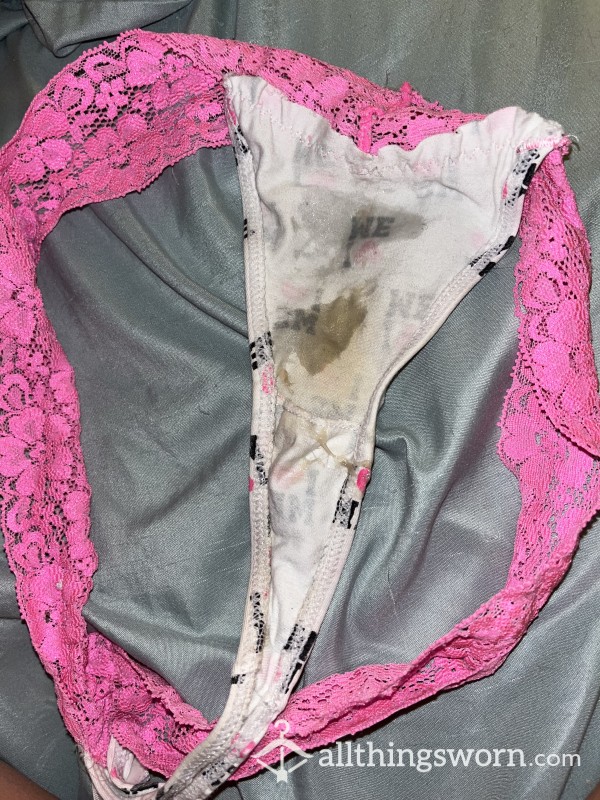 Well Worn White & Pink “I 🩷 Me” Large Thong | PAWG 24+ Hr Wear