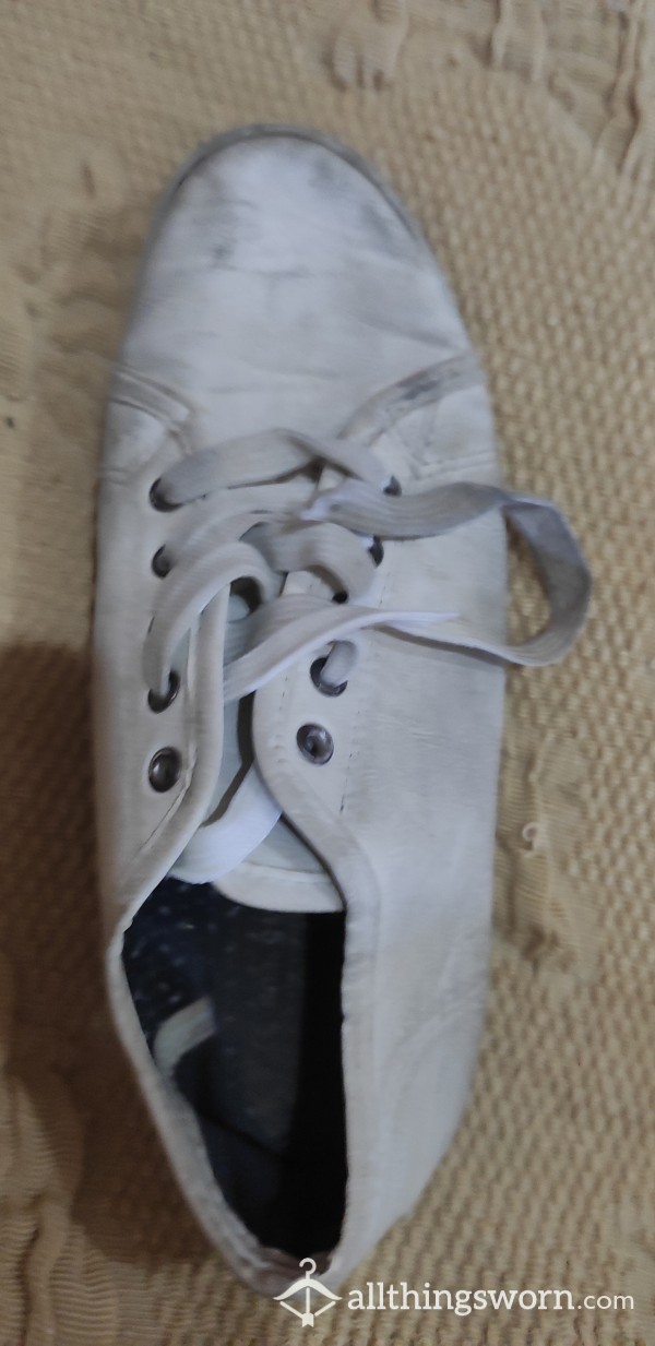 Well Worn White Sneakers. Super Smelly.