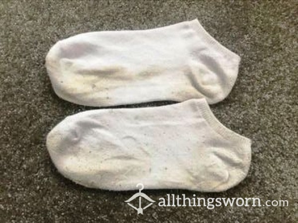 Well Worn White Trainer Socks, Smelly, Pungent. Price Includes UK Inland Postage