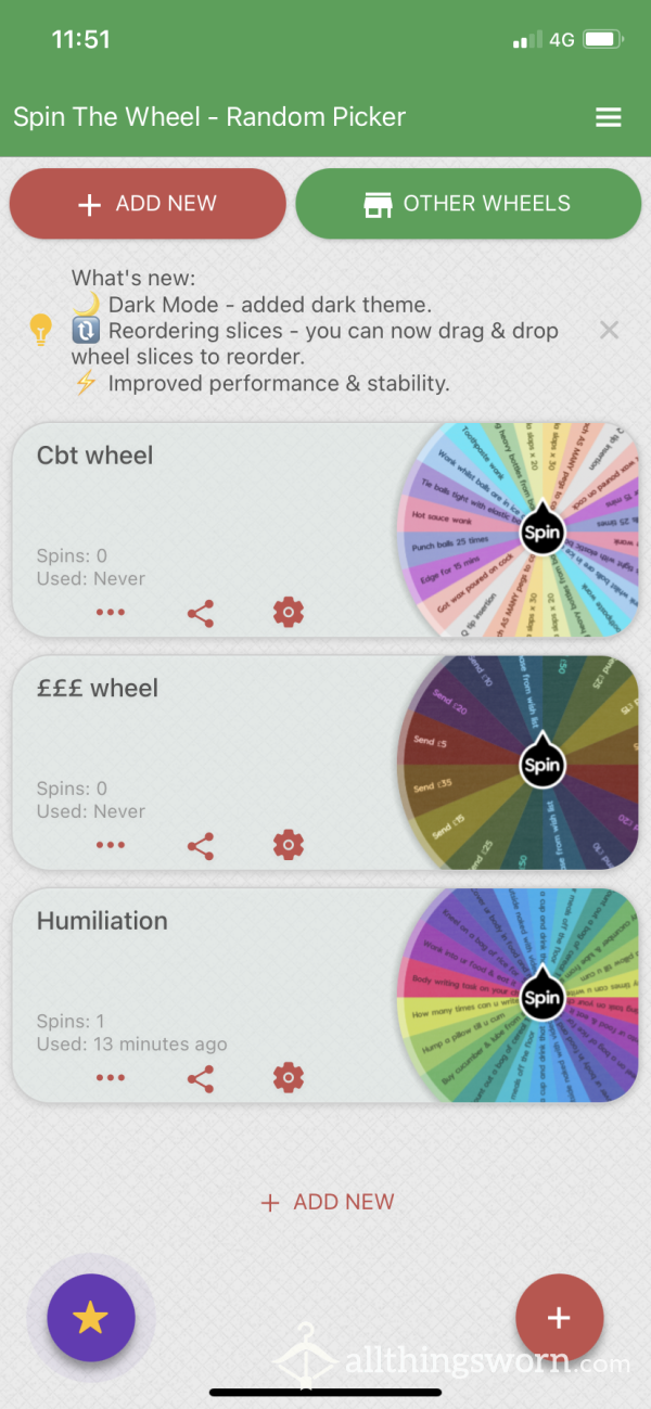 Wheel Spins Tasks